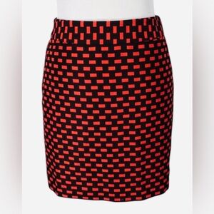 LOFT Red and Navy Geometric Mini Skirt Sz 0P